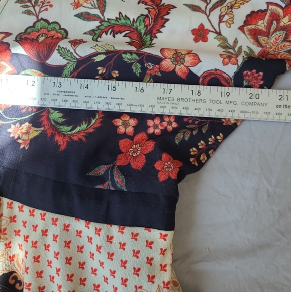 Umgee Womens SZ Med. Multi print tie waist dress front back V neck hi low boho - Picture 6 of 7